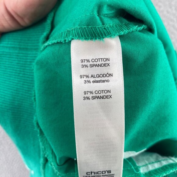 Chicos Pants 0.5 US 6 Green Fitigues Capris Stretch Straight Leg Pockets Casual - Picture 8 of 13